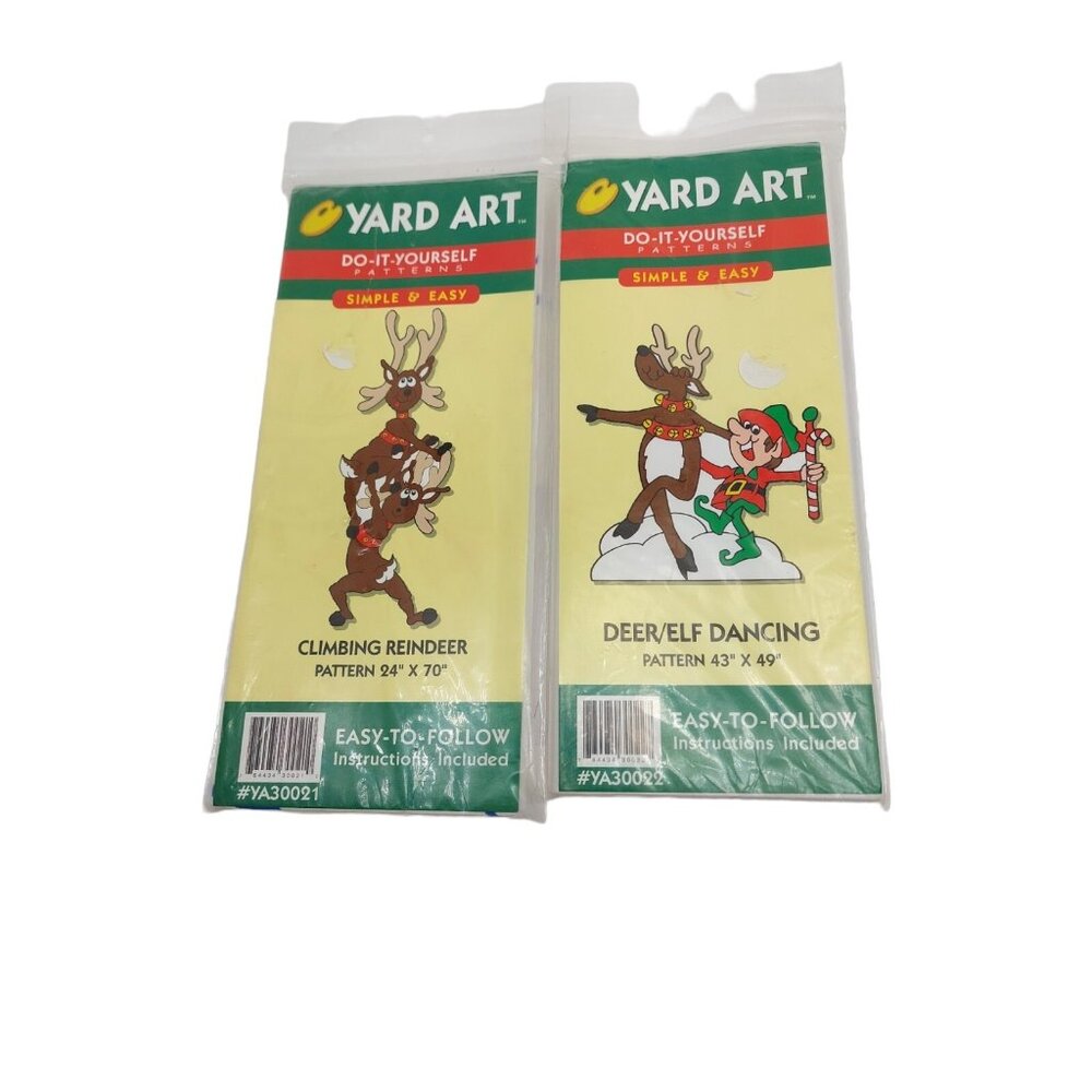 Yard Art Do It Yourself Pattern Climbing Reindeer & Deer Elf Dancing set of 2